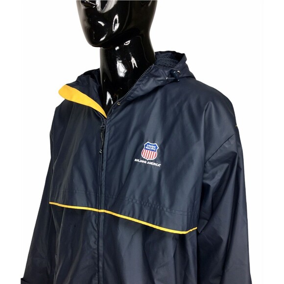 Vintage 90s "Union Pacific Building America" Hooded Coat Jacket Men's Size XL - Picture 1 of 12